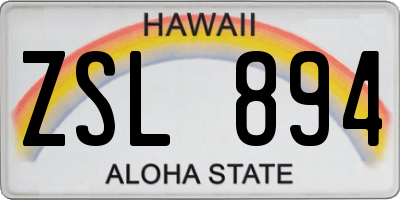 HI license plate ZSL894