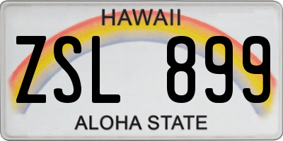 HI license plate ZSL899