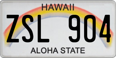 HI license plate ZSL904