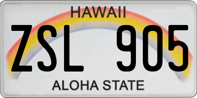 HI license plate ZSL905