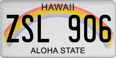 HI license plate ZSL906