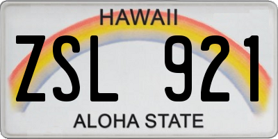 HI license plate ZSL921