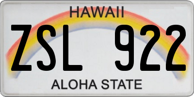 HI license plate ZSL922