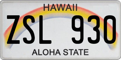 HI license plate ZSL930