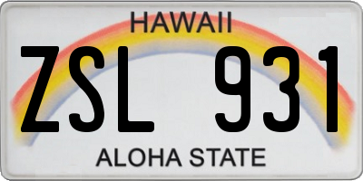 HI license plate ZSL931