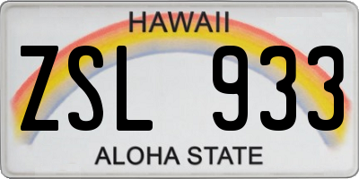 HI license plate ZSL933