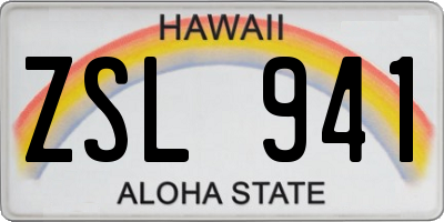 HI license plate ZSL941