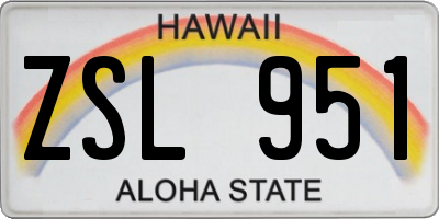 HI license plate ZSL951
