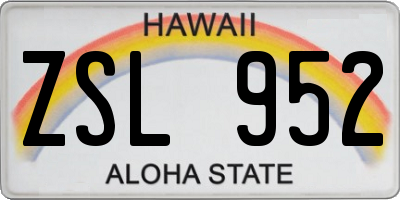 HI license plate ZSL952