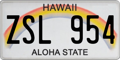HI license plate ZSL954