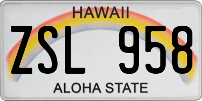 HI license plate ZSL958
