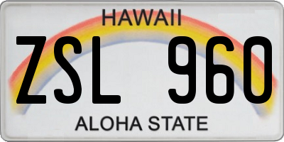 HI license plate ZSL960
