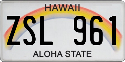 HI license plate ZSL961