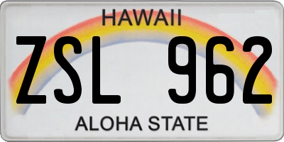 HI license plate ZSL962