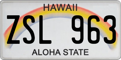 HI license plate ZSL963