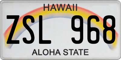 HI license plate ZSL968