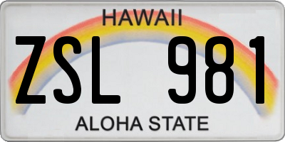 HI license plate ZSL981