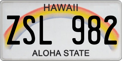HI license plate ZSL982