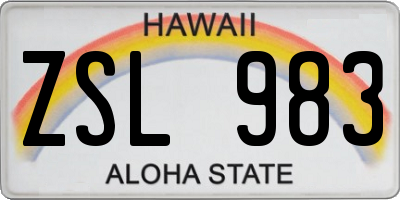 HI license plate ZSL983
