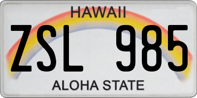 HI license plate ZSL985