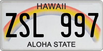HI license plate ZSL997