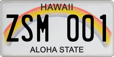 HI license plate ZSM001