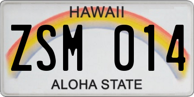 HI license plate ZSM014
