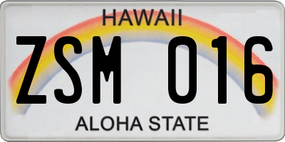 HI license plate ZSM016