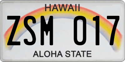 HI license plate ZSM017