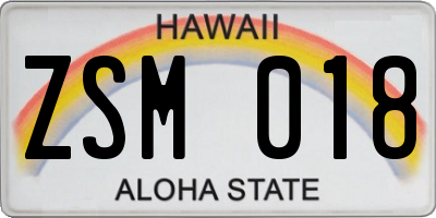 HI license plate ZSM018