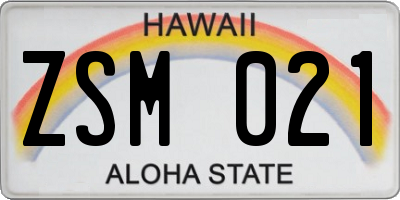 HI license plate ZSM021