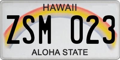 HI license plate ZSM023
