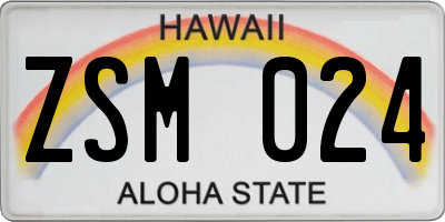 HI license plate ZSM024