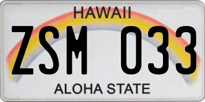 HI license plate ZSM033