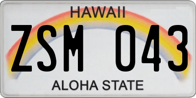 HI license plate ZSM043