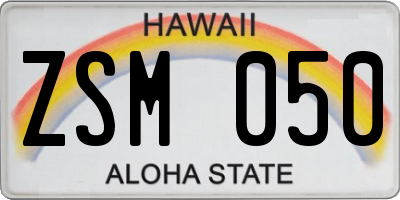 HI license plate ZSM050