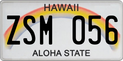 HI license plate ZSM056