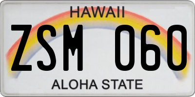HI license plate ZSM060