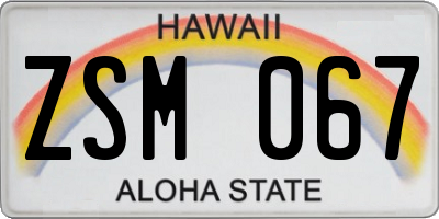 HI license plate ZSM067
