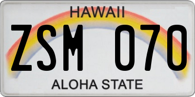 HI license plate ZSM070