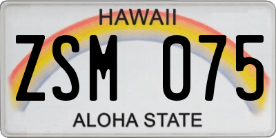 HI license plate ZSM075