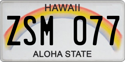HI license plate ZSM077