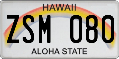 HI license plate ZSM080