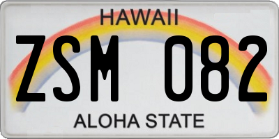 HI license plate ZSM082