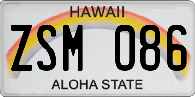 HI license plate ZSM086
