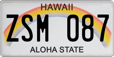HI license plate ZSM087