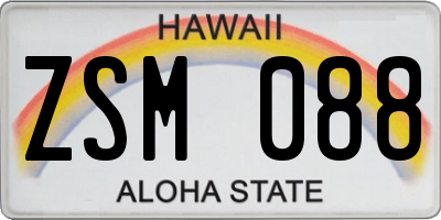HI license plate ZSM088