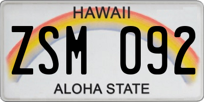 HI license plate ZSM092