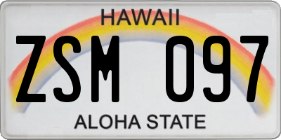 HI license plate ZSM097
