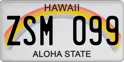 HI license plate ZSM099
